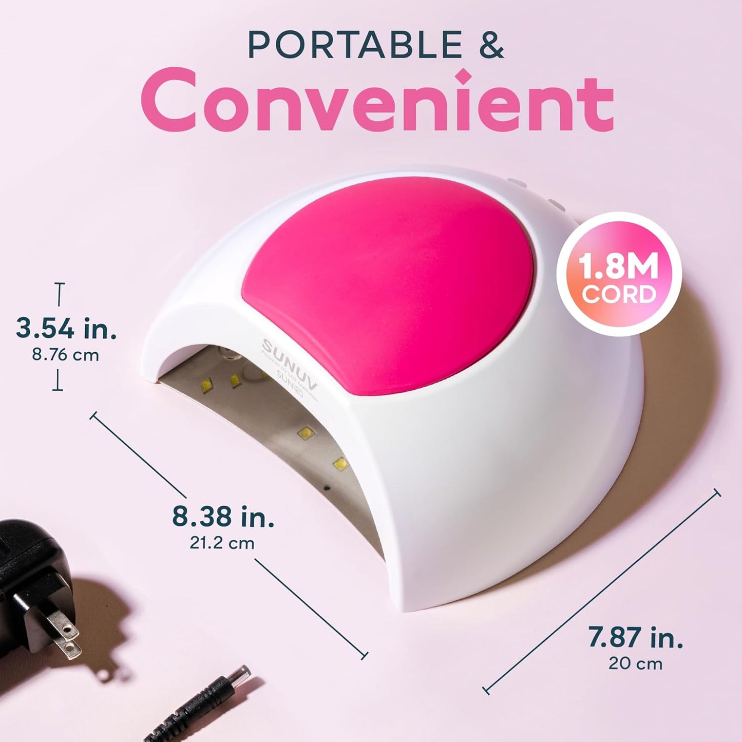 SUNUV SUN2C UV Light for Nails, UV LED Nail Lamp with 4 Timer Settings, Curing Lights Compatible with All Gel Polish Rose