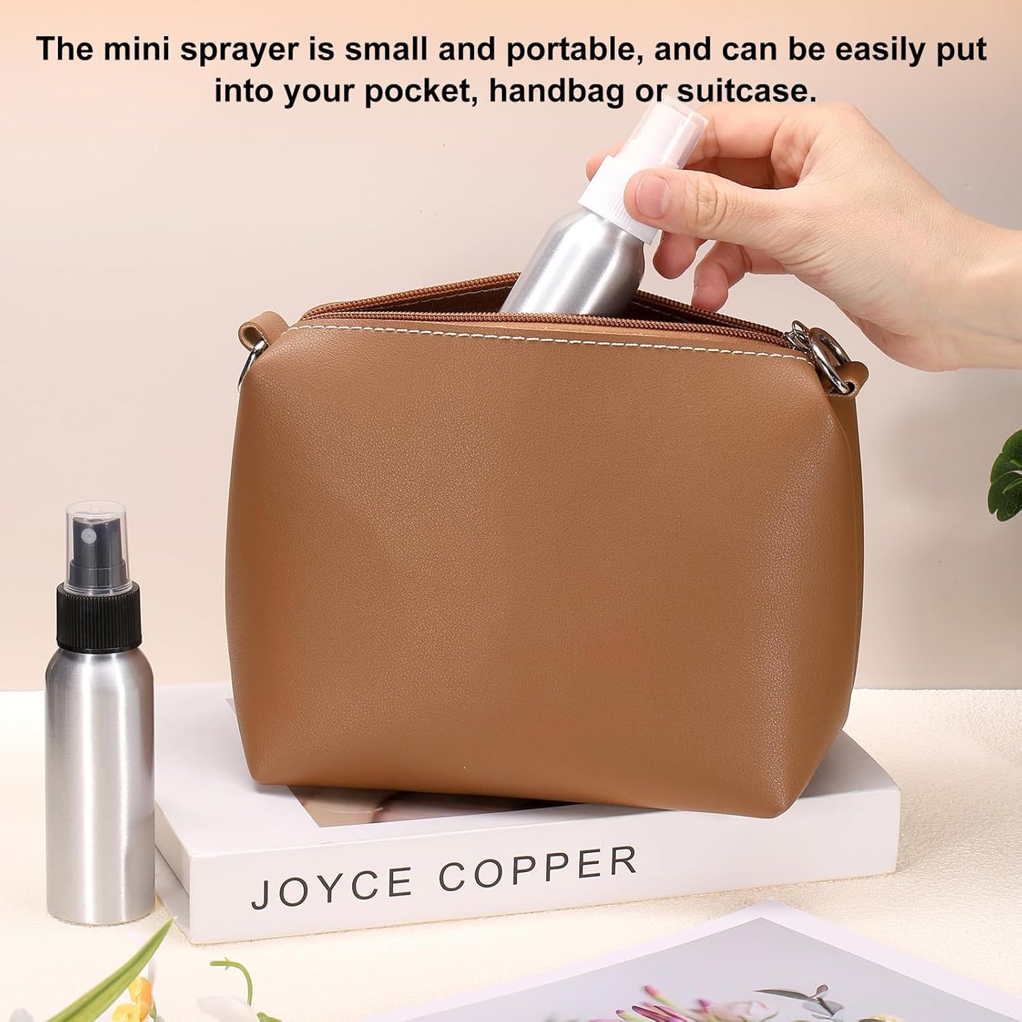 HARFINGTON 5pcs Aluminum Fine Mist Spray Bottles 30ml/1oz Metal Small Liquid Alcohol Refillable Travel Container with White Plastic Nozzle Cap for Perfume Skincare Cosmetic Storage Bottle