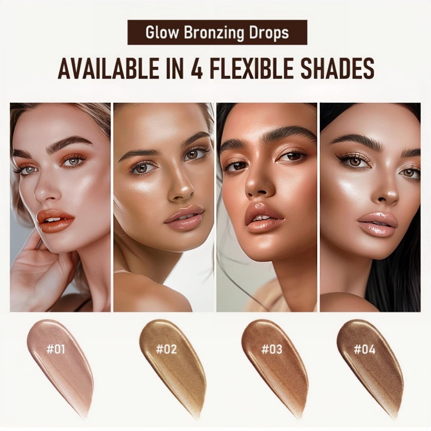 Liquid Highlighter 4 Colors Shimmer Glow Finish Face Highlighter Lightweight Waterproof Long Lasting Face Illuminator Highlight Illuminator for Face Cheek Eyes (Color 03)