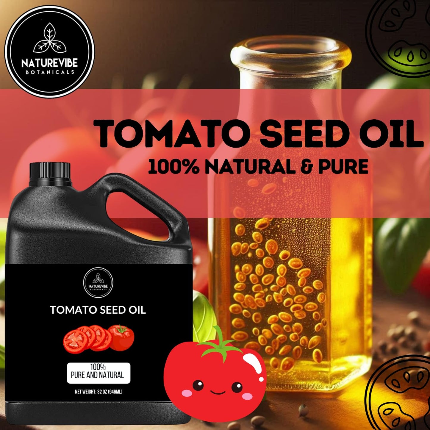 Naturevibe Botanicals Tomato Oil 32 Ounces | 100% Pure and Natural | Great for Skin Care and Hair Care