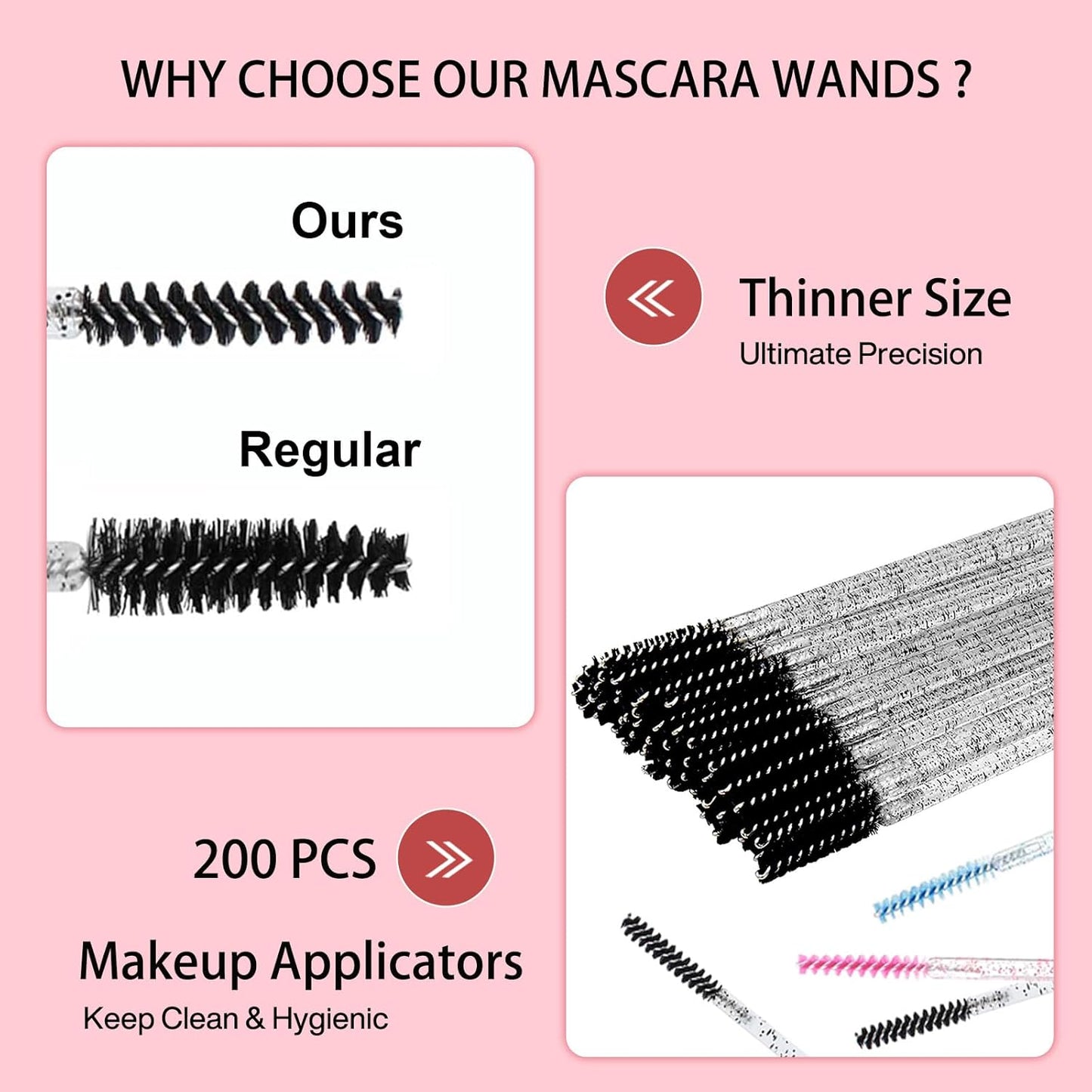 200pcs Skinny Mascara Wands Mini Eyelash Brushes Disposable Lash Spoolies Eyebrow Brush Spoolies For Eyebrows Eyelash Extension Supplies