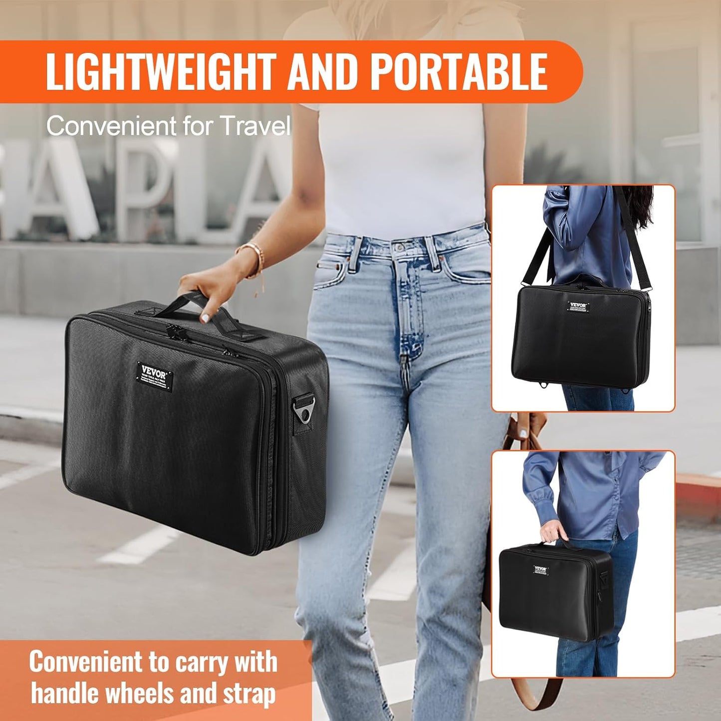 VEVOR Makeup Train Case Professional Makeup Storage Organizer Box Make Up Carrier for Women and Girls