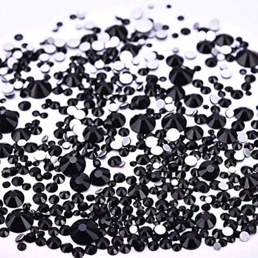 3456pcs Flatback Rhinestones Glass Charms Diamantes Gems Stones for Nail Art 6 Size ss4~ss12 Jet