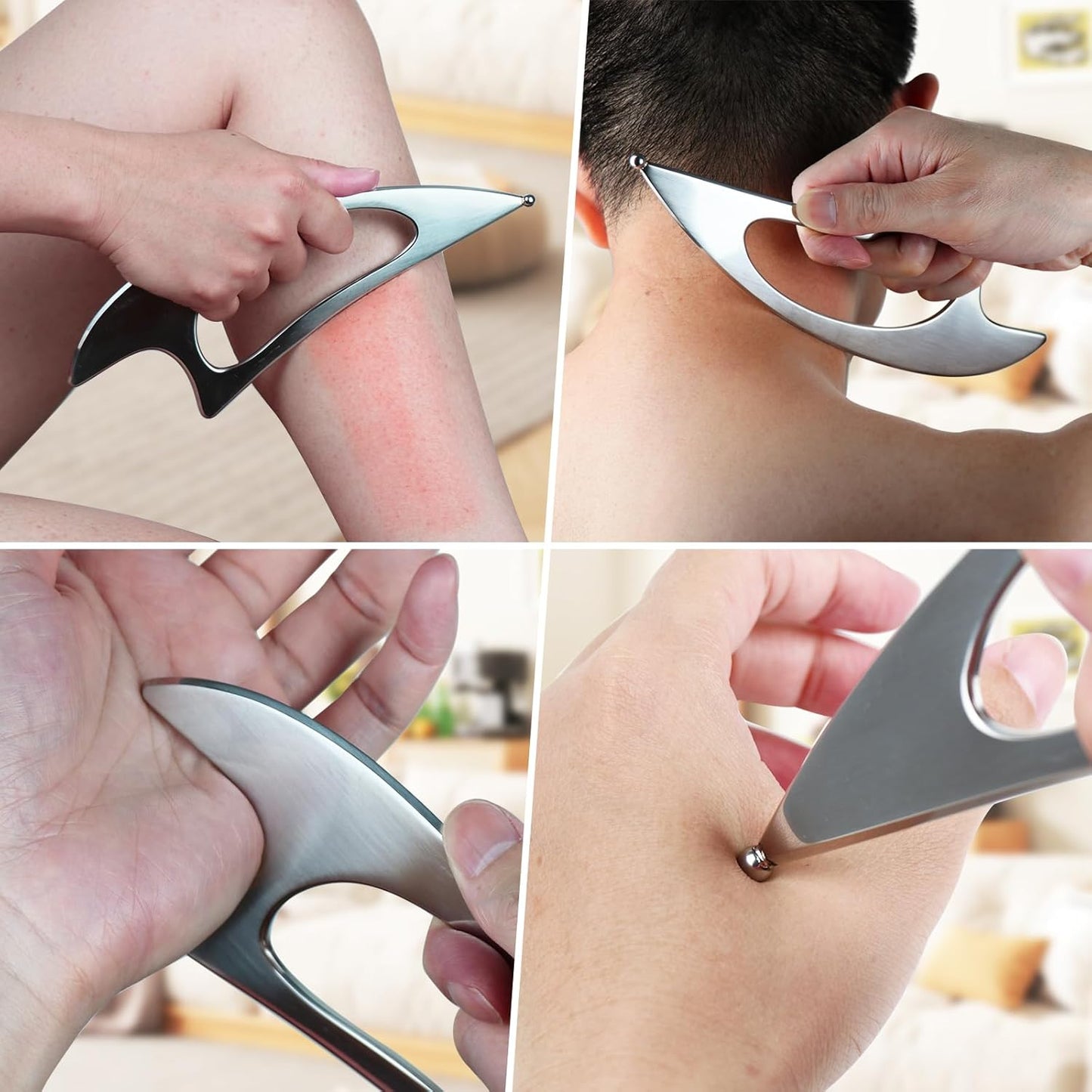 Stainless Steel Guasha Scraping Massage Tool for Soft Tissue Therapy, Ideal for Back, Legs, Arms, Neck, Shoulder Relief (Moon Shape)