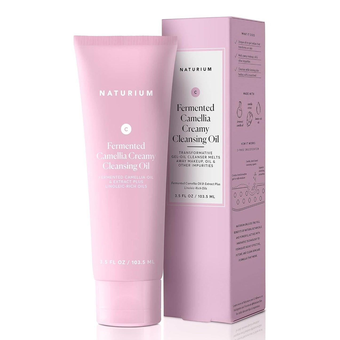 Naturium Camellia Creamy Cleansing Oil, Fermented Camellia Oil & Extract Plus Linoleic-Rich Oils, 3.5 oz