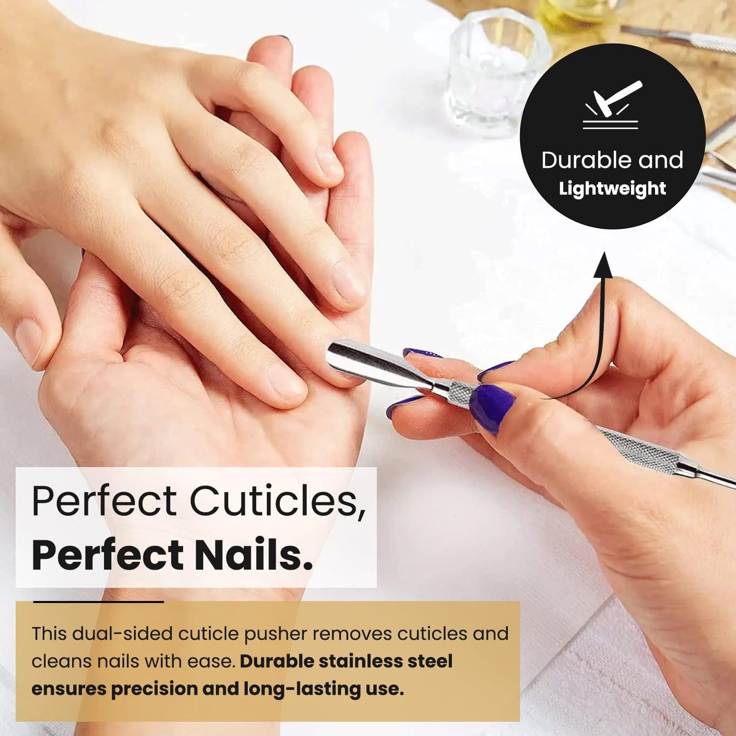 Cuticle Trimmer - Professional Nail Cuticle Nippers Cuticle Pusher Cuticle Cutter Scissors Sharp 3/4 Jaw Remover Clippers Stainless Steel Manicure Pedicure Tools Fingernails Toenails by Krisp Beauty