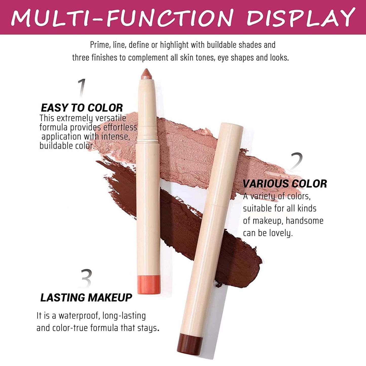 Blue Matte Eyeshadow Pencil, Waterproof Long Lasting Eye Shadow, High Pigment Hypoallergenic Highlighter Stick - Create Multi-Dimensional Eyes Look (10# Blue Matte)