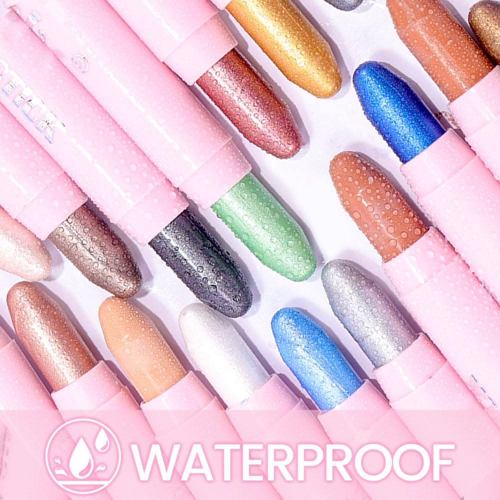 evpct 1Pcs Greenish Cyan Light Green Shimmer Cream Eye Shadow Brightener Sticks for Eyes Waterproof Pigmented, Double Ended Cream Eyeshadow Stick Pencil Pen with Applicator, Eye Shadow Palette