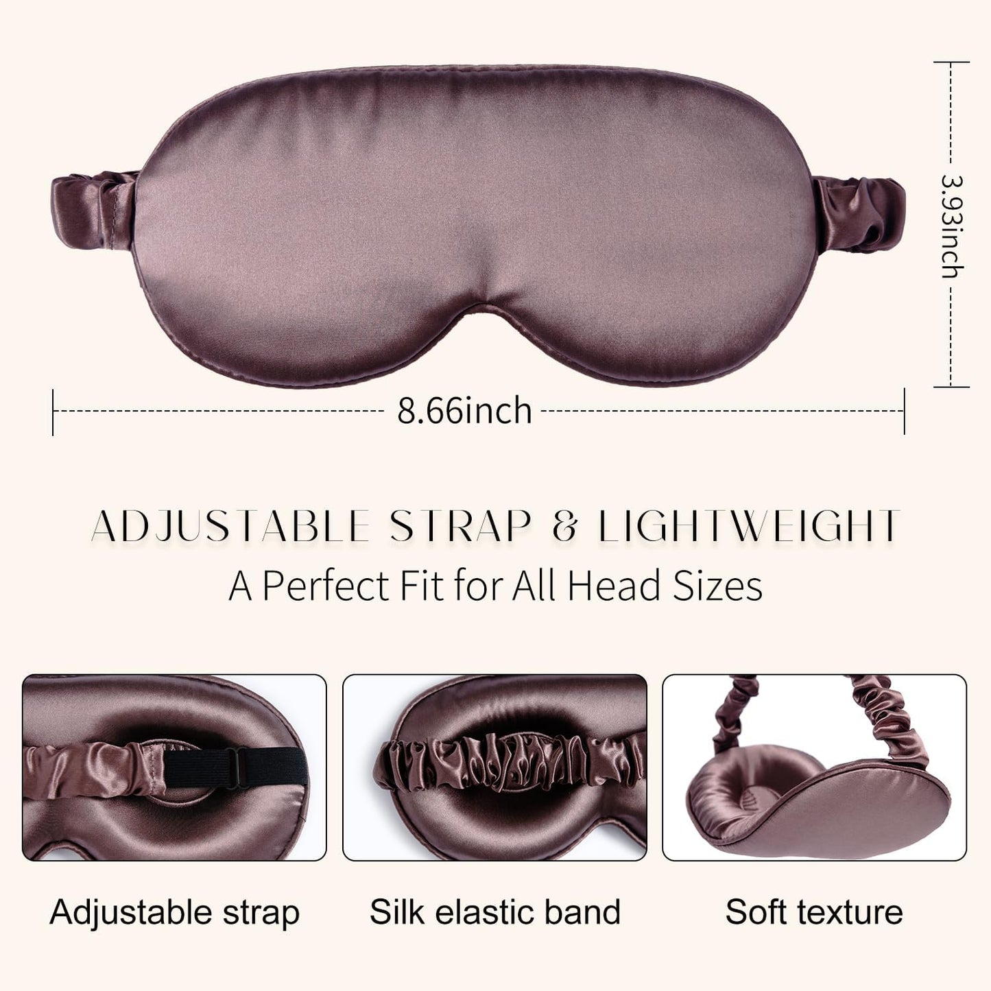 100% 22 Momme Mulberry Silk Sleep Mask, Eye Cover for Sleeping, Blackout 3D Sleep Masks for Lash Extensions with Adjustable Strap for Men and Women (Purple)