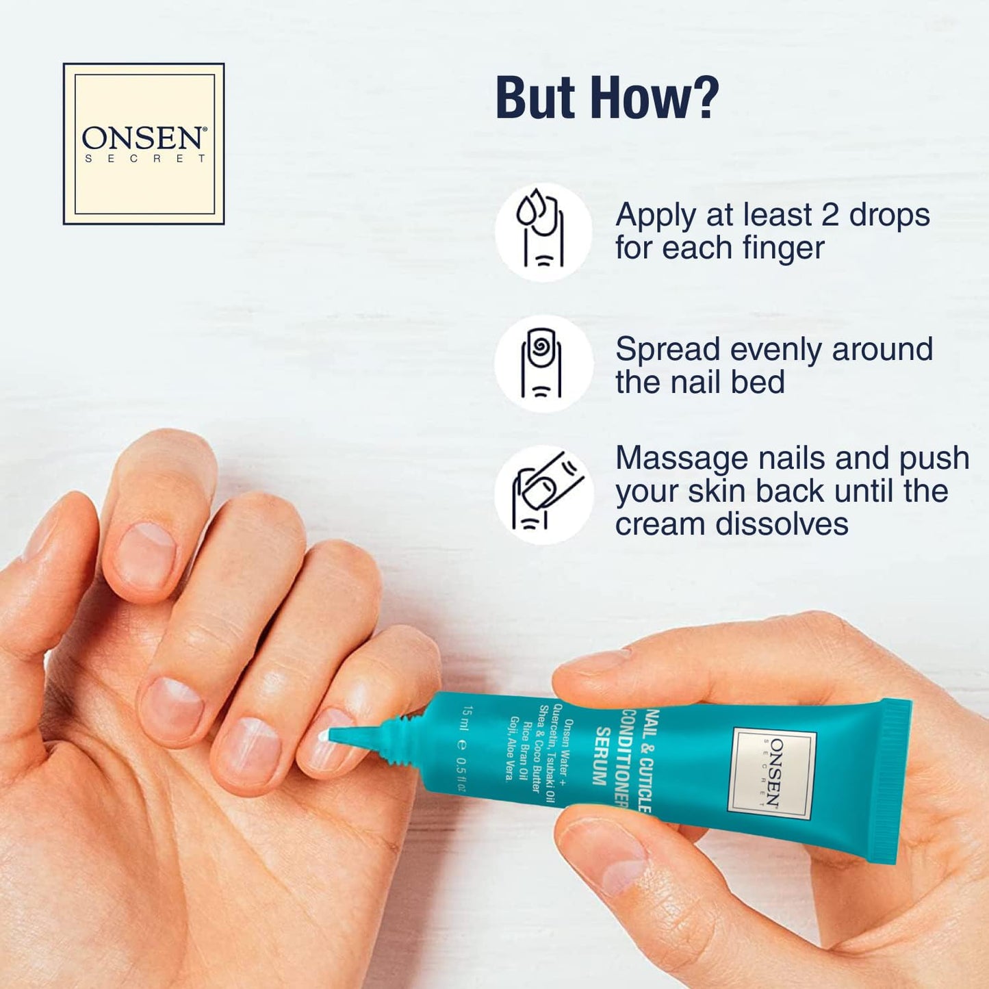Onsen Nail & Cuticle Cream Treatment w/Japanese Tsubaki, Jojoba & Lavender Oil, Shea Butter – Strengthens Nails, Softens Cuticles - Daily Repair Care (2 Count/15 ml)