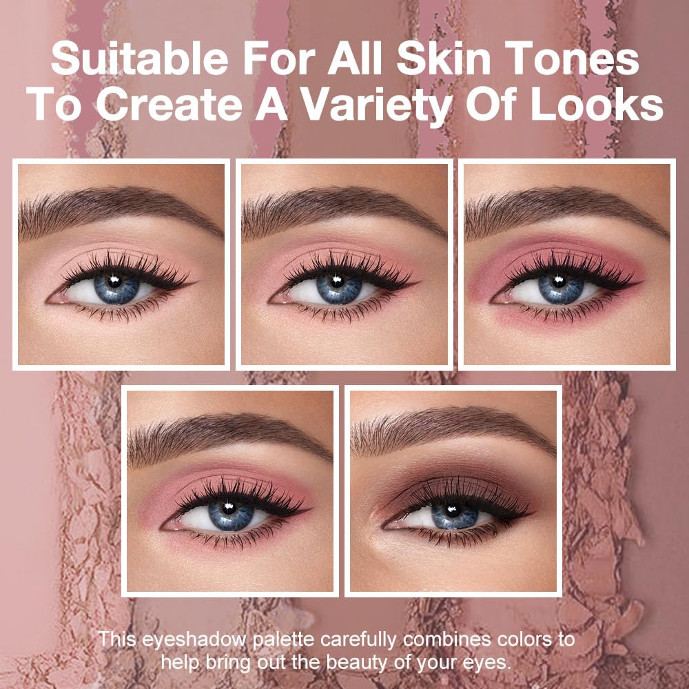 5 Color Eye Shadow Palette Makeup, Nude Coffee Pink Brown Dark Brown, Velvety Matte Finish, Highly Pigmented Make up Eyeshadow Palette, Long Lasting Waterproof, Neutral Daily Eye Makeup 04#
