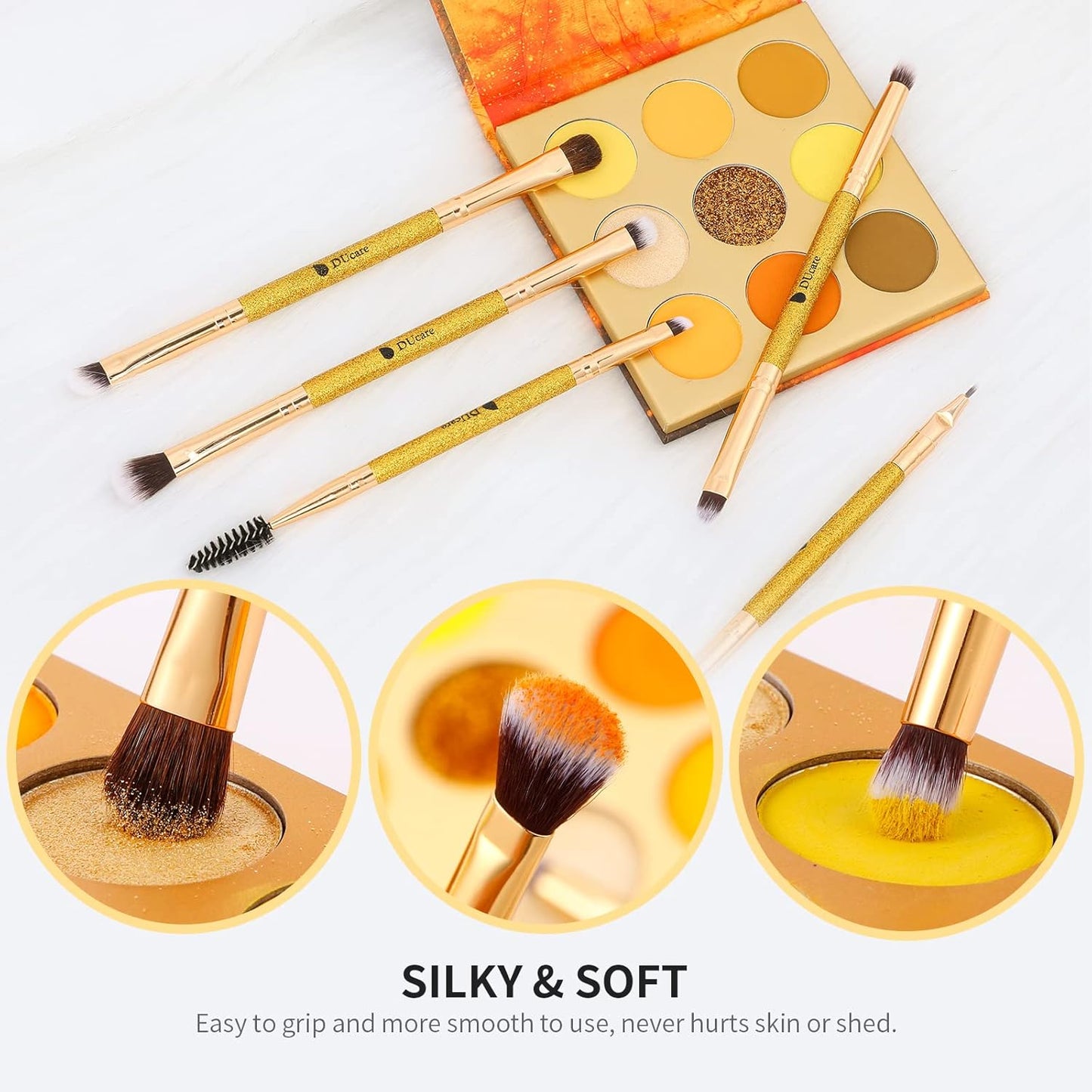 DUcare Eyeshadow Brushes Set Duo End Eye Makeup Brushes Professional Eyeshadow Brush set 5Pcs Travel Concealer Eyebrow Eyelash Eye Liners Blending