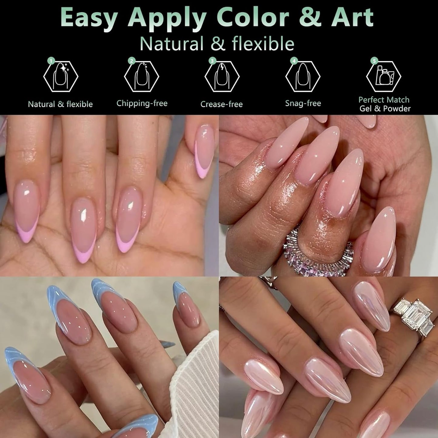 Medium Almond Nail Tips, 216pcs Acrylic Fake Nails Gel Nail Tips Soft, Full Cover Pre-Shaped Matte Clear Press on Nails for Extension, Diy at Home Manicure 12 Sizes