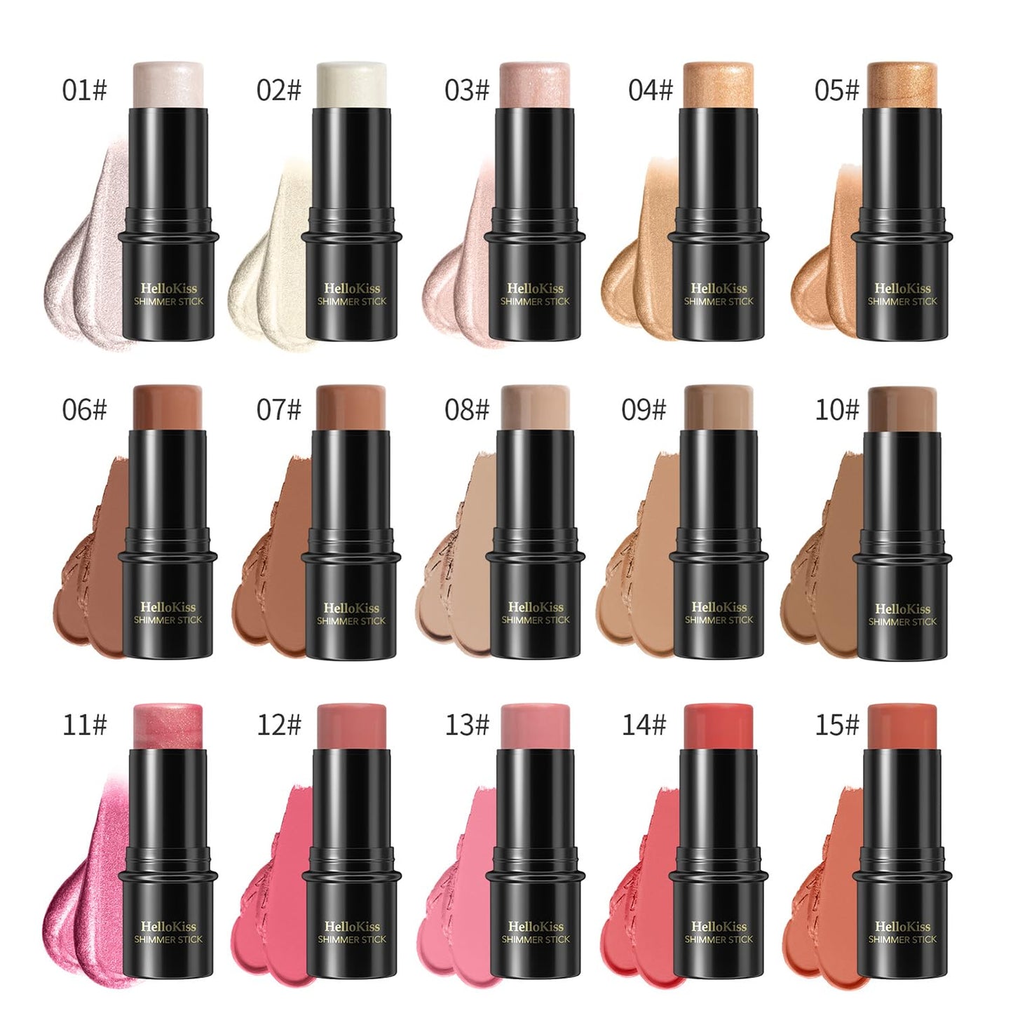3 Pcs Cream Contour Stick Makeup Kit, Shades with Highlighter, Blush and Bronzer Contour Stick for Sculpt the Cheeks, Waterproof, Matte & Dewy Finish (Medium,#04+#07+#14)
