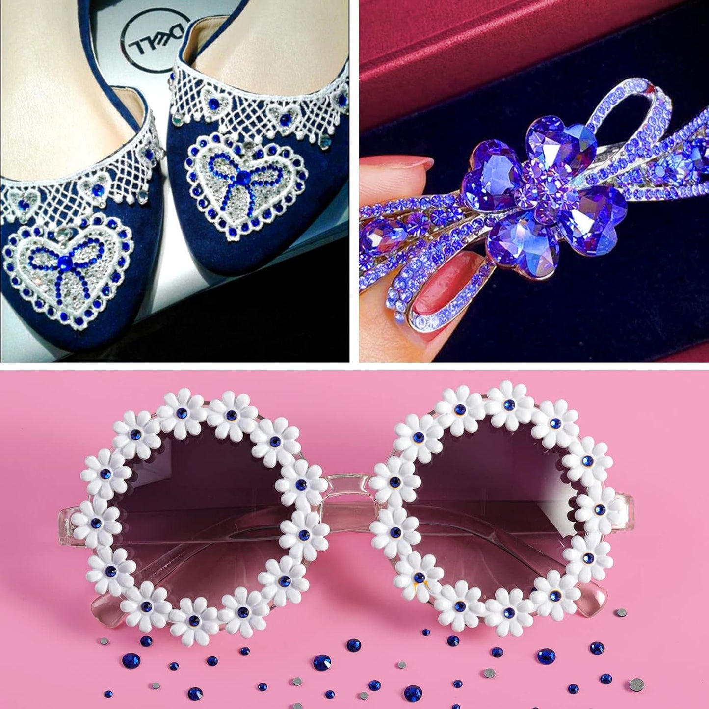 Beadsland 1440 Piece Flat Back Crystal Rhinestones Round Gems, Sapphire(SS10(2.7-2.8mm))