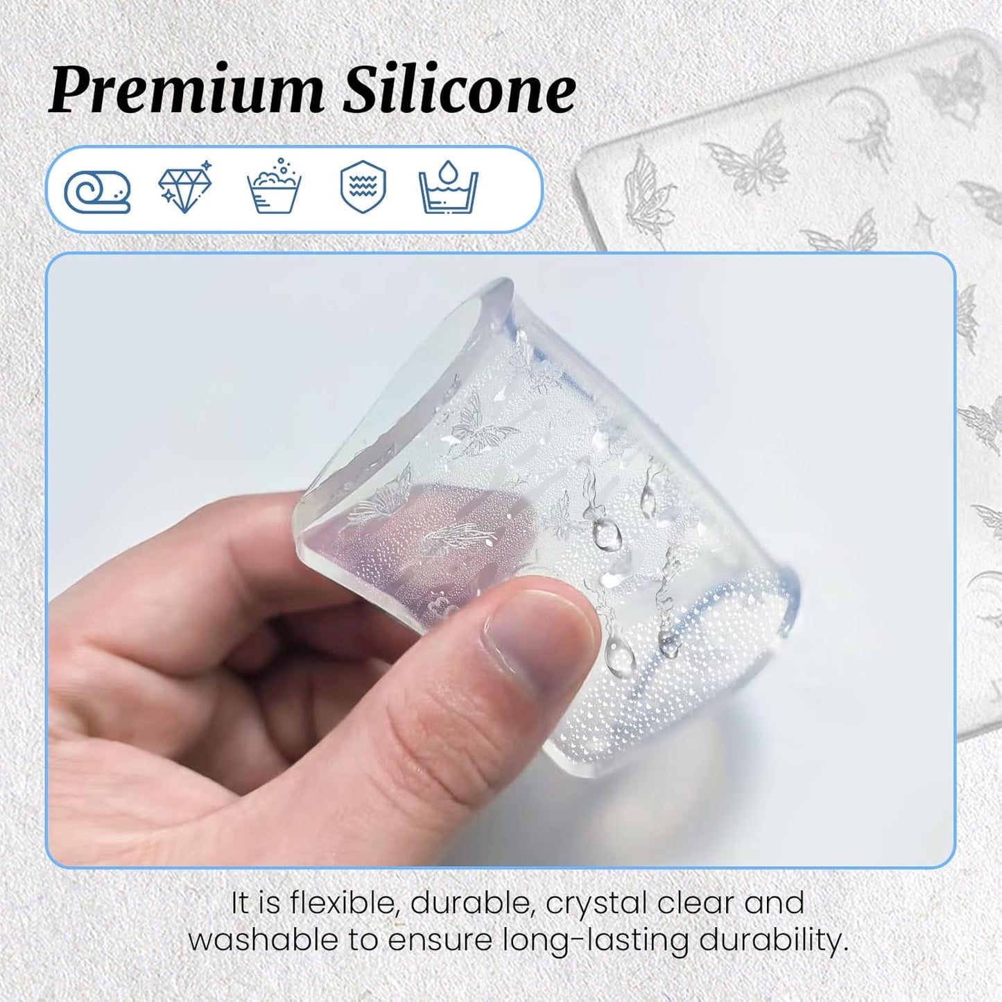 Nail Art Silicone Mold, Rose Nail Decoration Silicone Mold, 3D Nail Art Carving Mold Templates for Precise Embossed Pattern, Nail Tools Nail Charms for Acrylic Nail DIY Craft