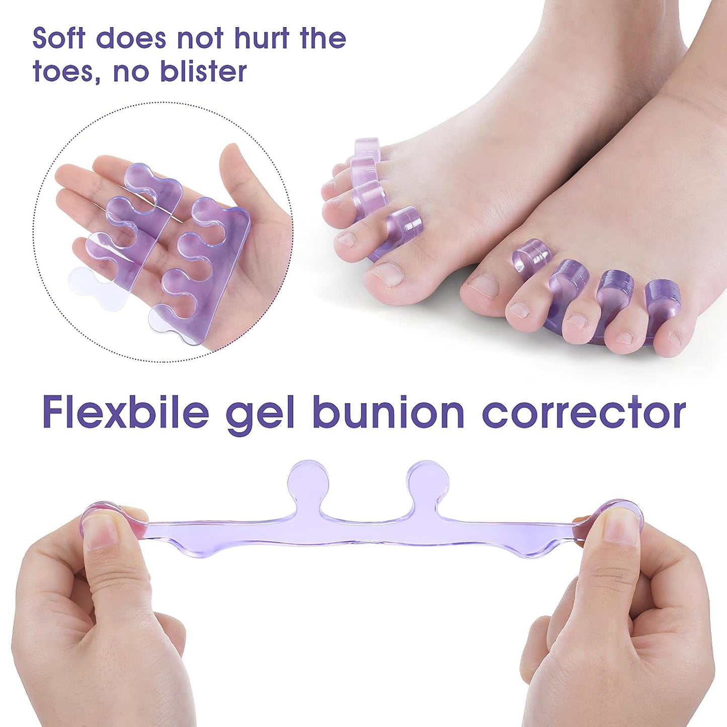 Molain 4Pcs Toe Separators Pedicure,Pedicure Toe Separators,Repeatable Washable Toenail Dividers,Toe Separators for Nail Polish Application