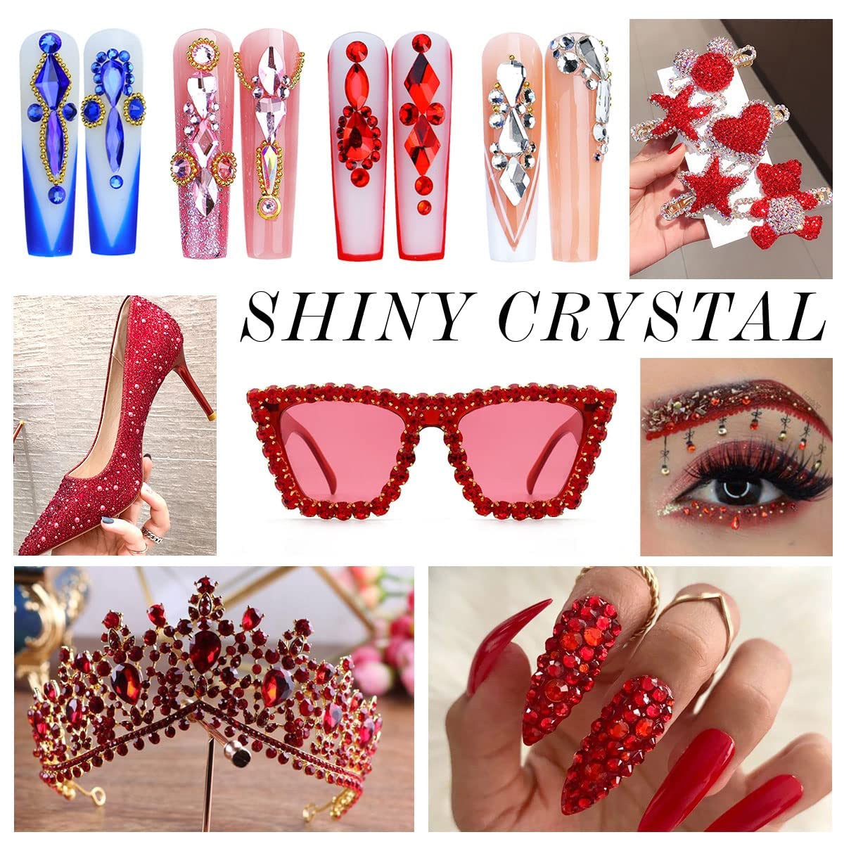 3000Pcs Ruby Red Crystal Rhinestones,Glass Flatback Rhinestones Mini Gemstones for Nail Face Makeup Art Crafts Clothes Decoration -(SS10,2.8mm,Ruby Red)
