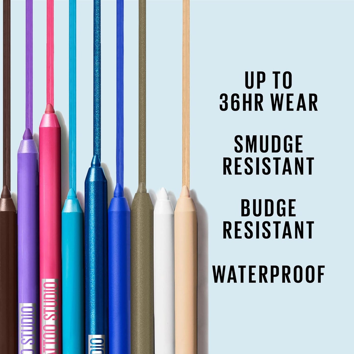Maybelline TattooStudio Long-Lasting Sharpenable Eyeliner Pencil, Glide on Smooth Gel Pigments with 36 Hour Wear, Waterproof, Deep Onyx, 1 Count