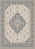 6'x9 Faux Wool Washable Area Rug, Dusty Blue/Ivory by Unknown