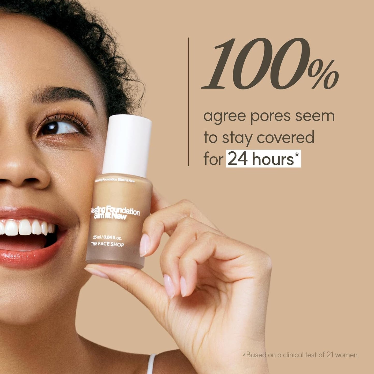 THE FACE SHOP Ink Lasting Liquid Foundation, Full Coverage, 72‑Hour Wear Semi‑Matte Finish, Makeup with Bakuchiol, N010 Ivory, 0.84 Fl. Oz.