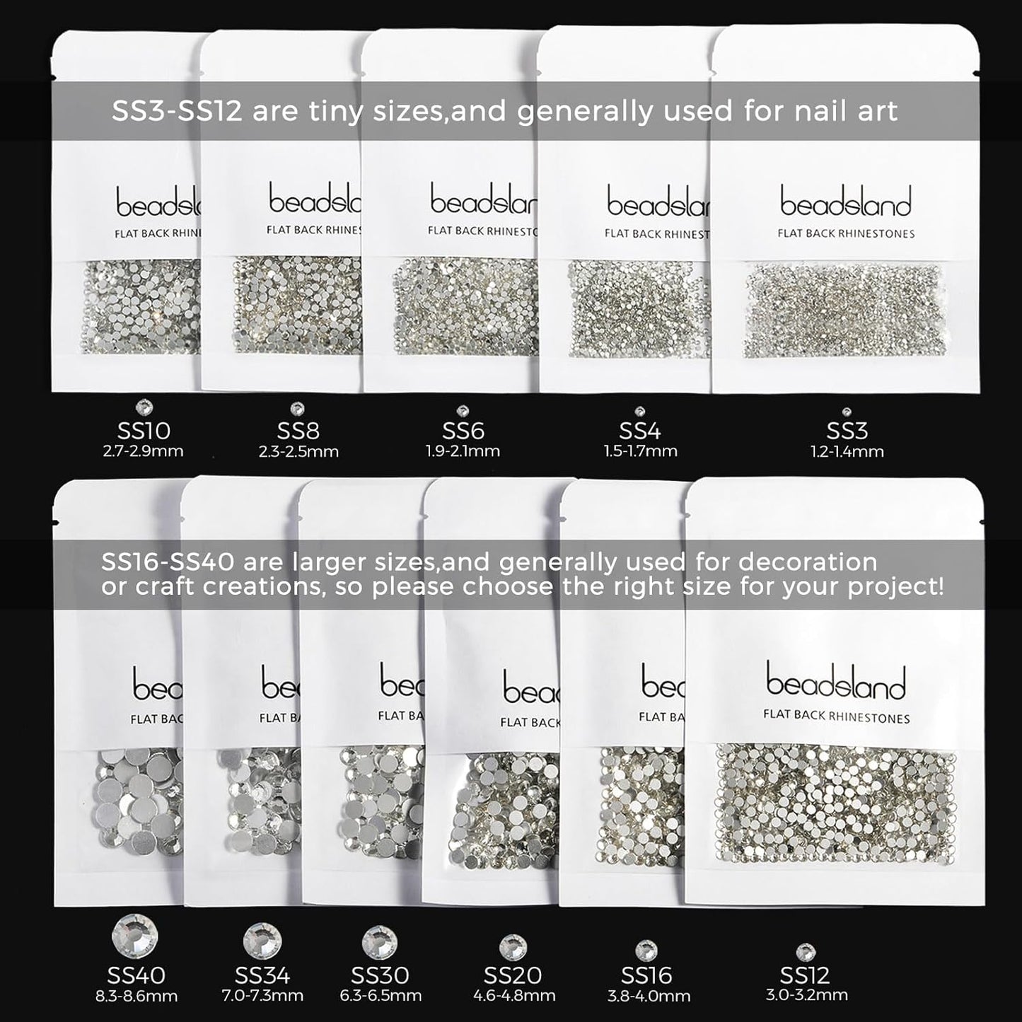 beadsland 1440 Pieces Flat Back Crystal Rhinestones Round Gems, Lt.Colorado Topaz AB,SS12,3.0-3.2mm