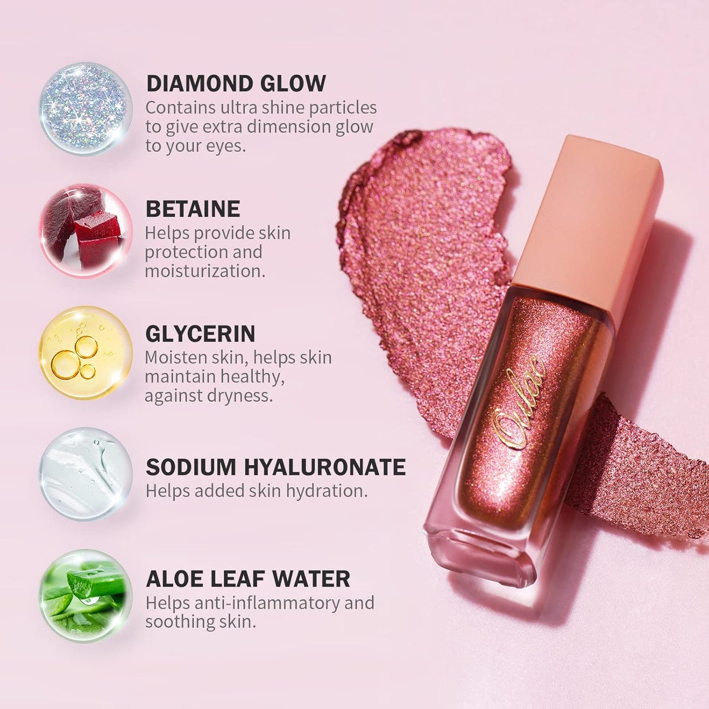 Oulac Liquid Glitter Eyeshadow - Black Shimmer Eyeshadow & Liquid Eyeliner - Non-sticky One-Swipe Coverage with Quick-Drying Crease-resistant Formula. Vegan & Cruelty-Free (12)