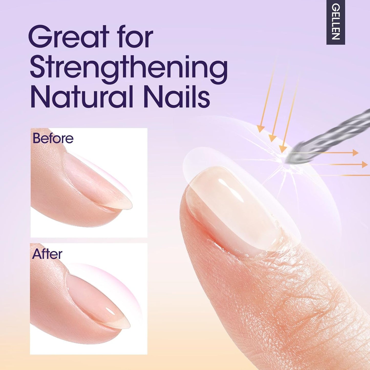 GELLEN 4Pcs Gel Top Coat and Base Coat with Nail Strengthener Set for Gel Nail Polish, 18ml Soak Off Nail Lamp Clear Nail Polish Set