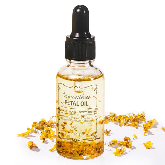Osmanthus Essential Oil with Flower Petal, Sunflower Seed, Olive Fruit Natural Massage Oils for Nails, Hair, Body, Face Moisturizing Skincare Oil Serum Dry Hair Strengthening Treatment All Types 30ml