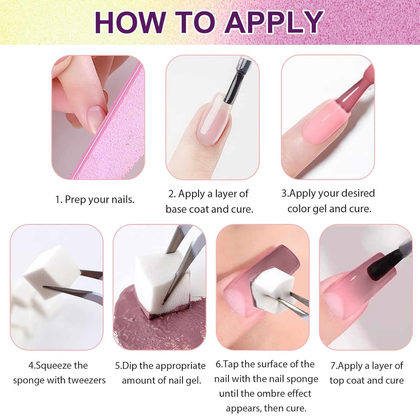 Gradient Painting Gel, 9 Bright Colors Ombre Gel Nail Polish Light Pink Blue Summer Kit Sponging for Pigment Pat Nails Aura Nails French Manicure Soak Off UV Bloom Summer