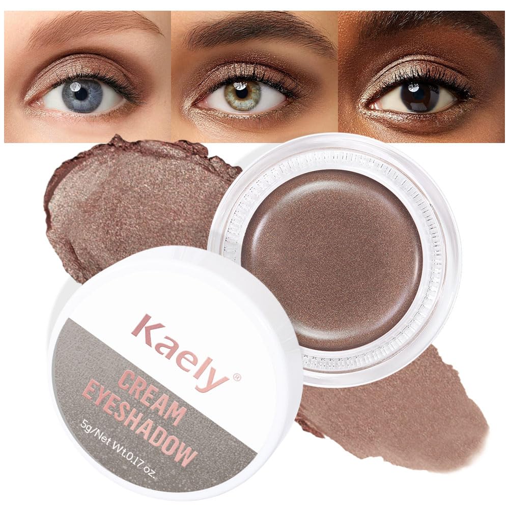 evpct Single Cream Eye Shadow Palette Pot Makeup for older Women, Bronze Shimmer Glitter Metallic Monochrome Cream to Powder Eyeshadow Palette Eye Brightener, High Pigment Waterproof Blendable, 20