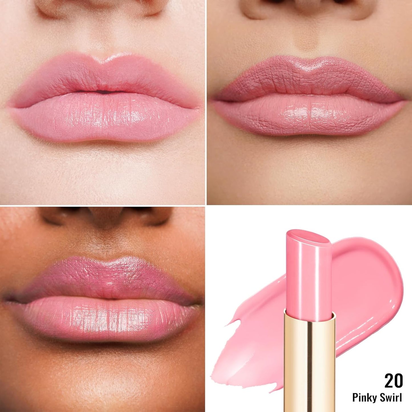 Oulac Pale Pink Lipstick Shine for Women, 2 in 1 Glossy Light Pink Tinted Lip Balm, Hydrating Lipstick for Dry Lips, Moisture Shine Sheer Juicy Finish Vegan 2.2g/0.07oz (20)