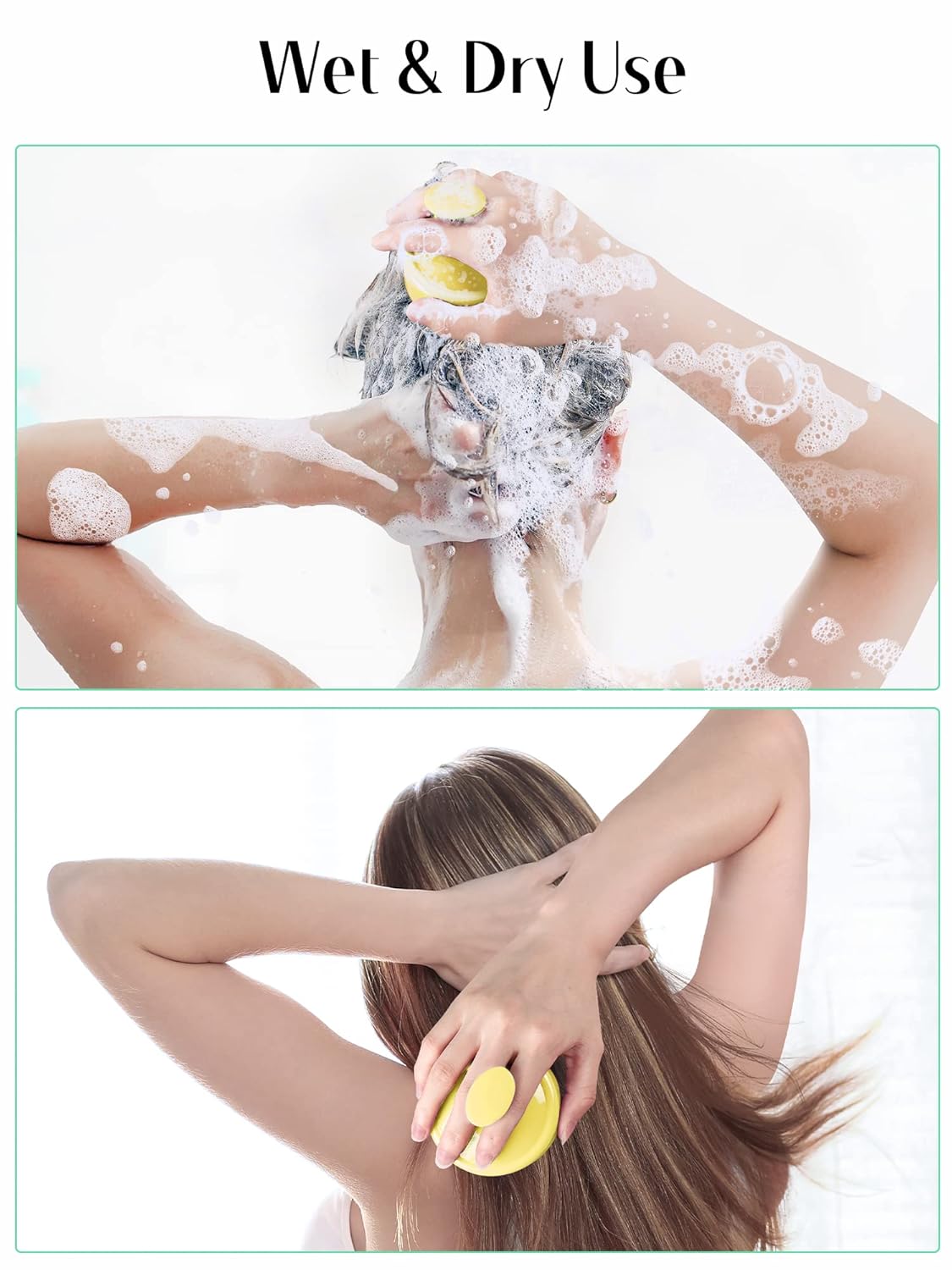 HEETA Scalp Massager with Soft Silicone Bristles - Promotes Hair Growth, Exfoliates Scalp, Removes Dandruff, and Enhances Shampoo Cleansing, Yellow