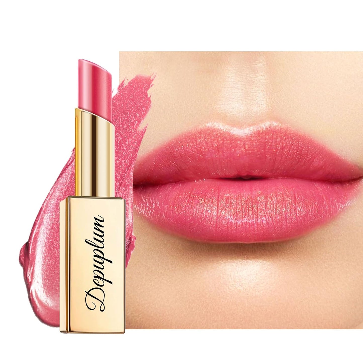 Red Pink Lipstick Moisturizing for Women Shimmer Tinted Lip Balm Hydrating Nourishing Lip Gloss Vegan& Cruelty Free Lip Makeup, ZG115 Shine