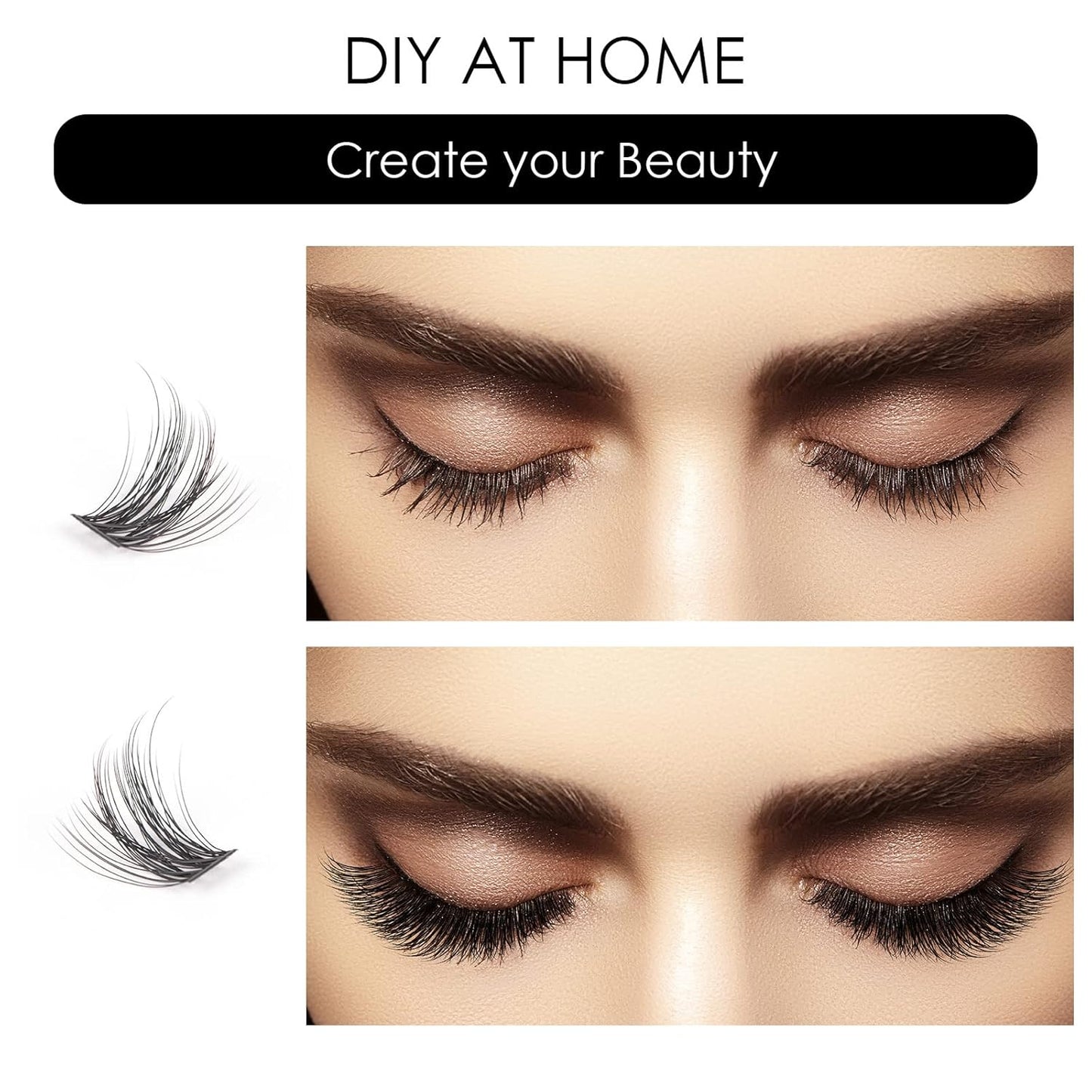 Lash Clusters 144 Pcs Individual Lashes Clusters Eyelash Extensions False Eyelashes DIY Lash Extension Reusable False Eyelashes Natural Look Mix 10-16mm C D Curl-DM06