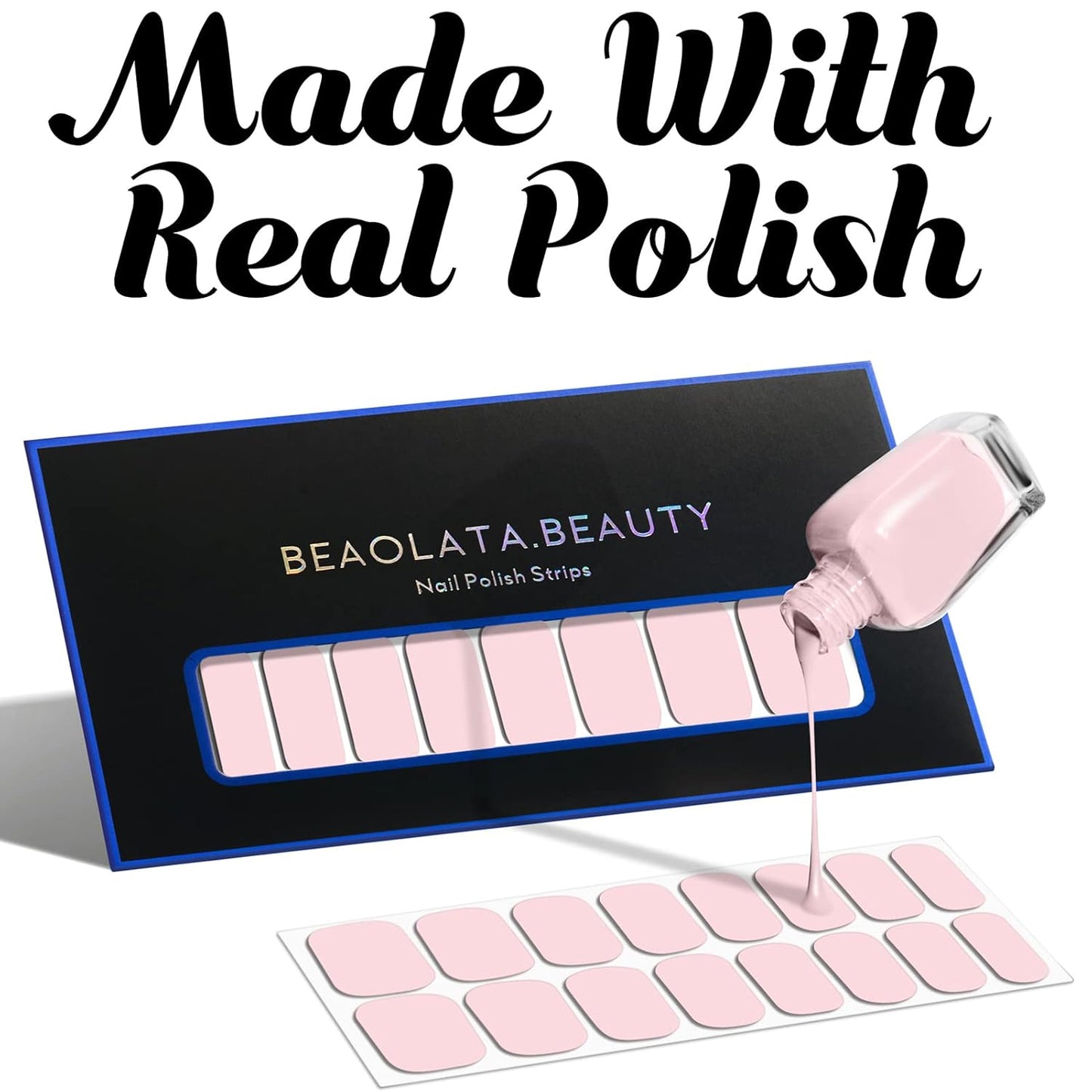 Nail Polish Strips, 32PCS Salon Quality Wraps, Long Lasting Gel Nail Stickers for Women Easy Apply& Remove (Silver Birch Luster)