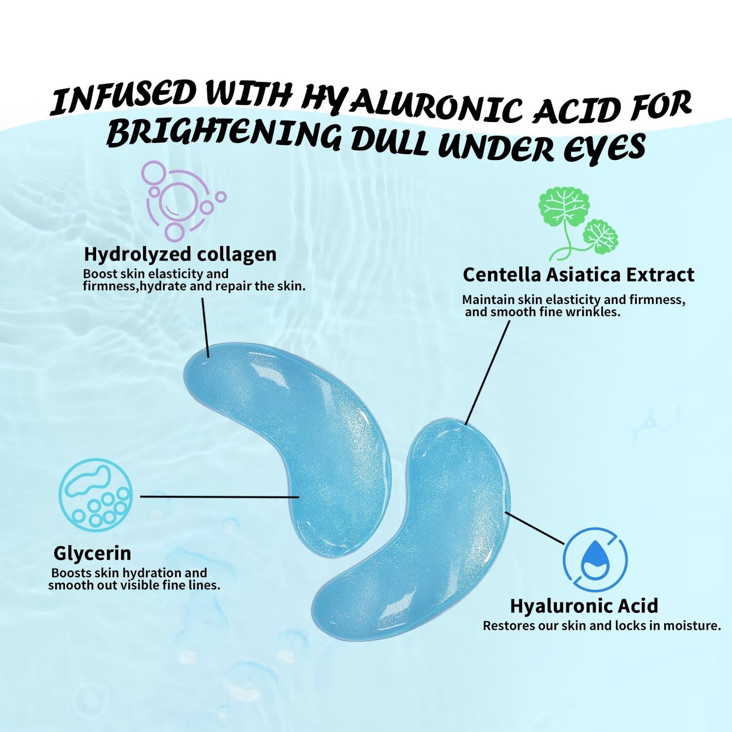 Under Eye Patches (8 Pairs), Hyaluronic Acid Eye Masks for Dark Circles Puffy Eyes Undereye Bags, Collagen Eye Patches for Wrinkles and Hydrate, Skin Care Gift for Her