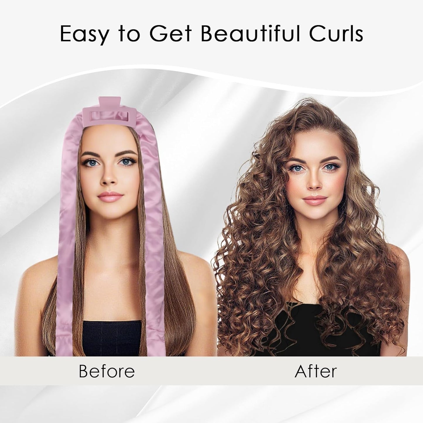 weiwei Satin Heatless Curlers Hair Curler, No Heat Curls Overnight Hair Curlers to Sleep In Overnight Curls Headband, 70" Hair Curlers No Heat, 9 Pcs Satin Heatless Curling Set for Women Long Hair