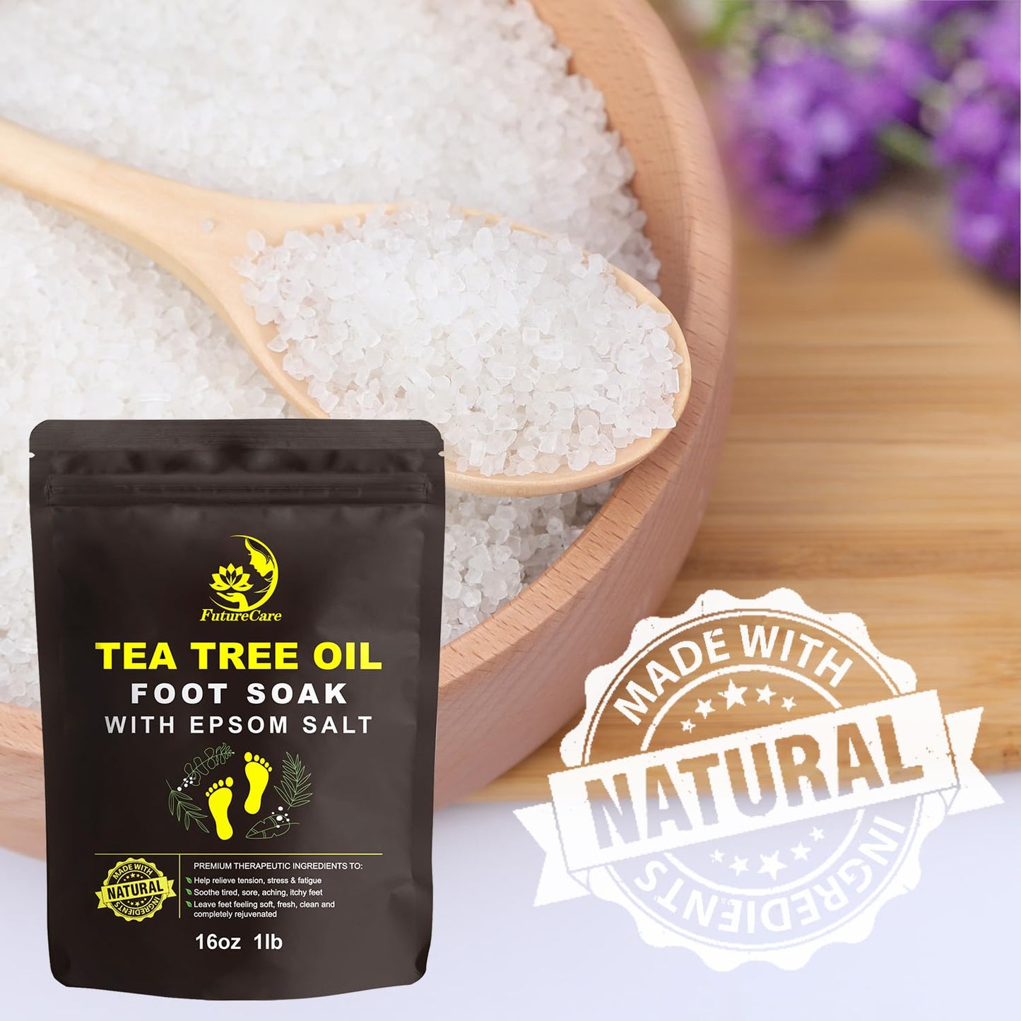 Foot Spa Bath Massager with Heat Bubbles and Vibration Massage and Jets, 16 OZ Tea Tree Oil Foot Soak Epsom Salt, Foot Soaker with Red Light, 22 Massage Rollers, Adjustable Temp -Purple