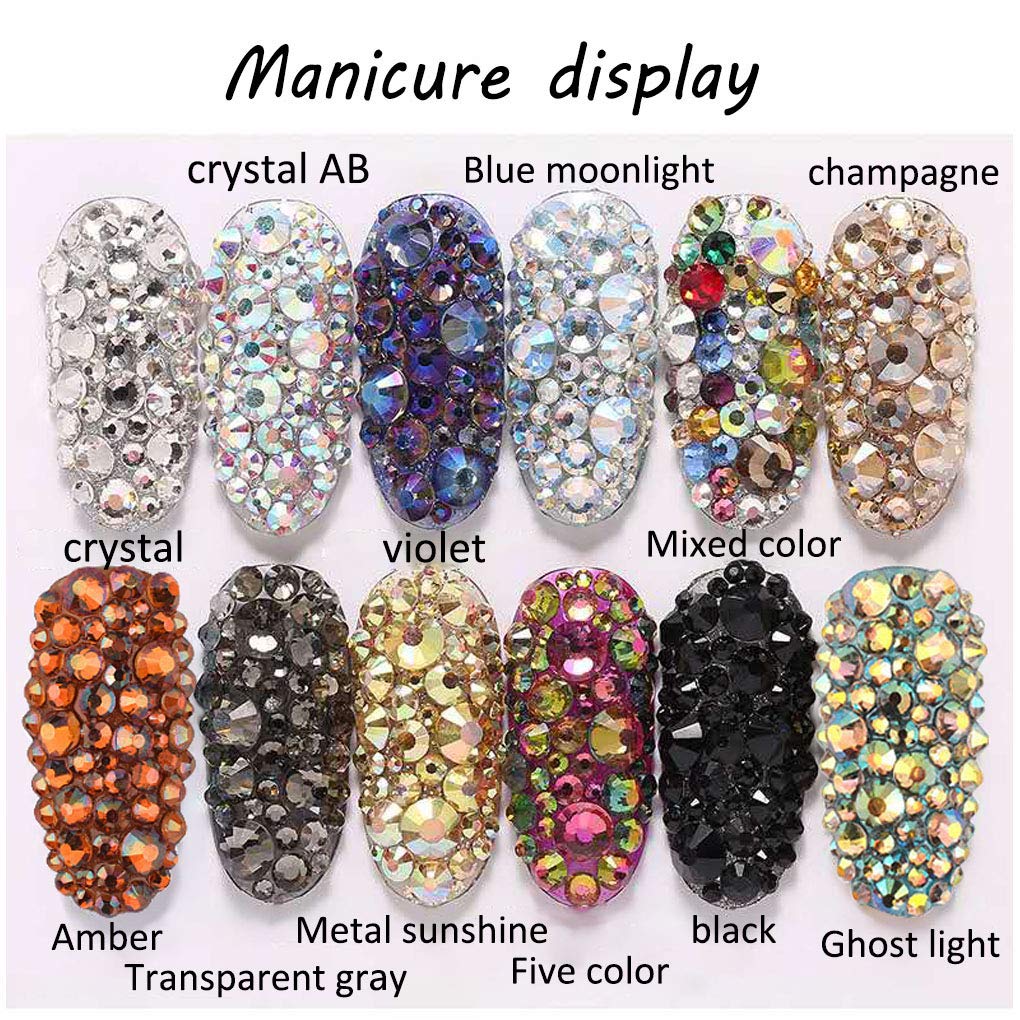 Rhinestones flat back gems round DIY decorative Nail Face and apparel accessories ss3-20 mix size(4320pcs black)