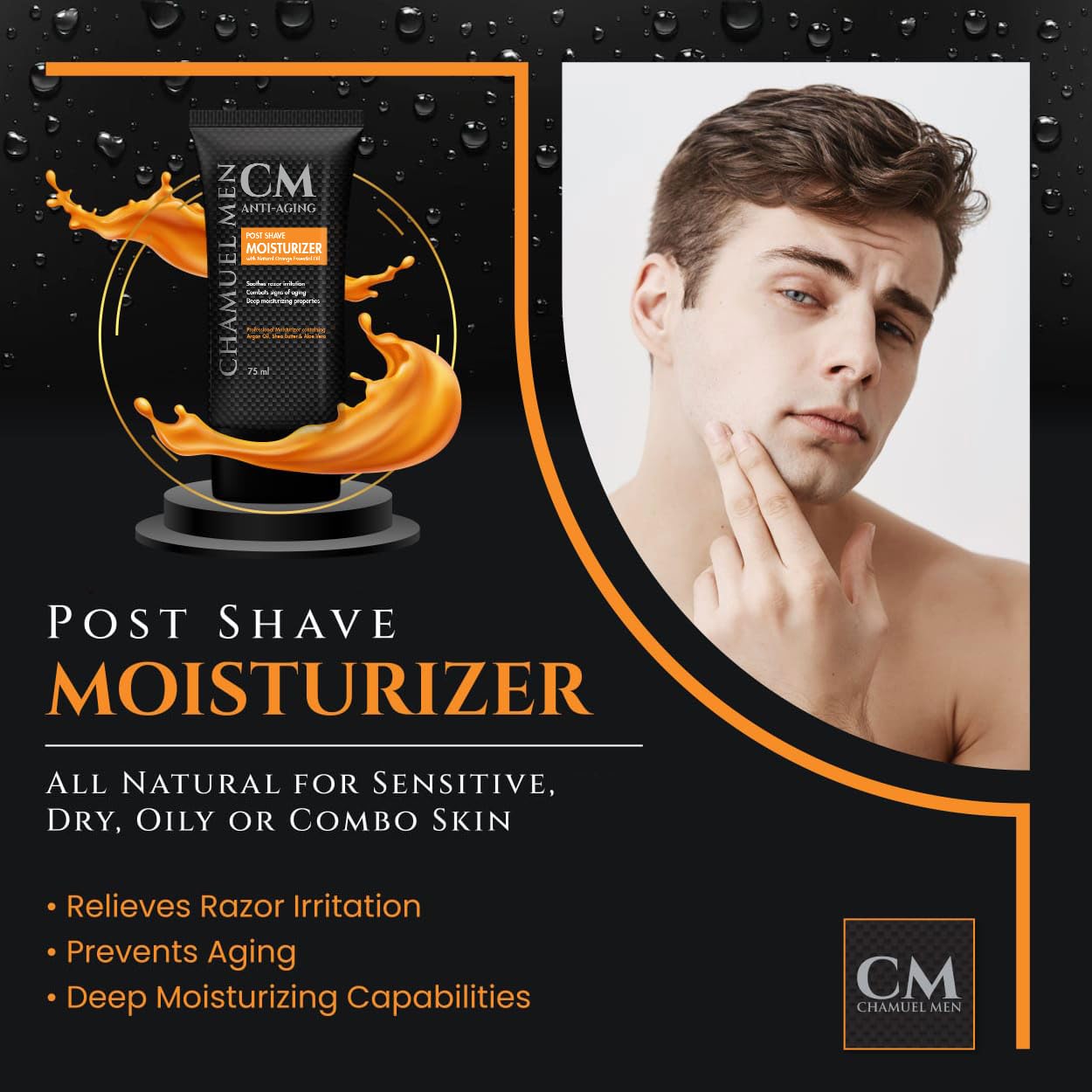 Anti Aging Daily Aftershave for Men - All Natural Mens Face Cream and Moisturizer with Argan, Shea & Aloe Facial Fuel for Sensitive, Dry, Oily or Combo Skin, 2.6 oz