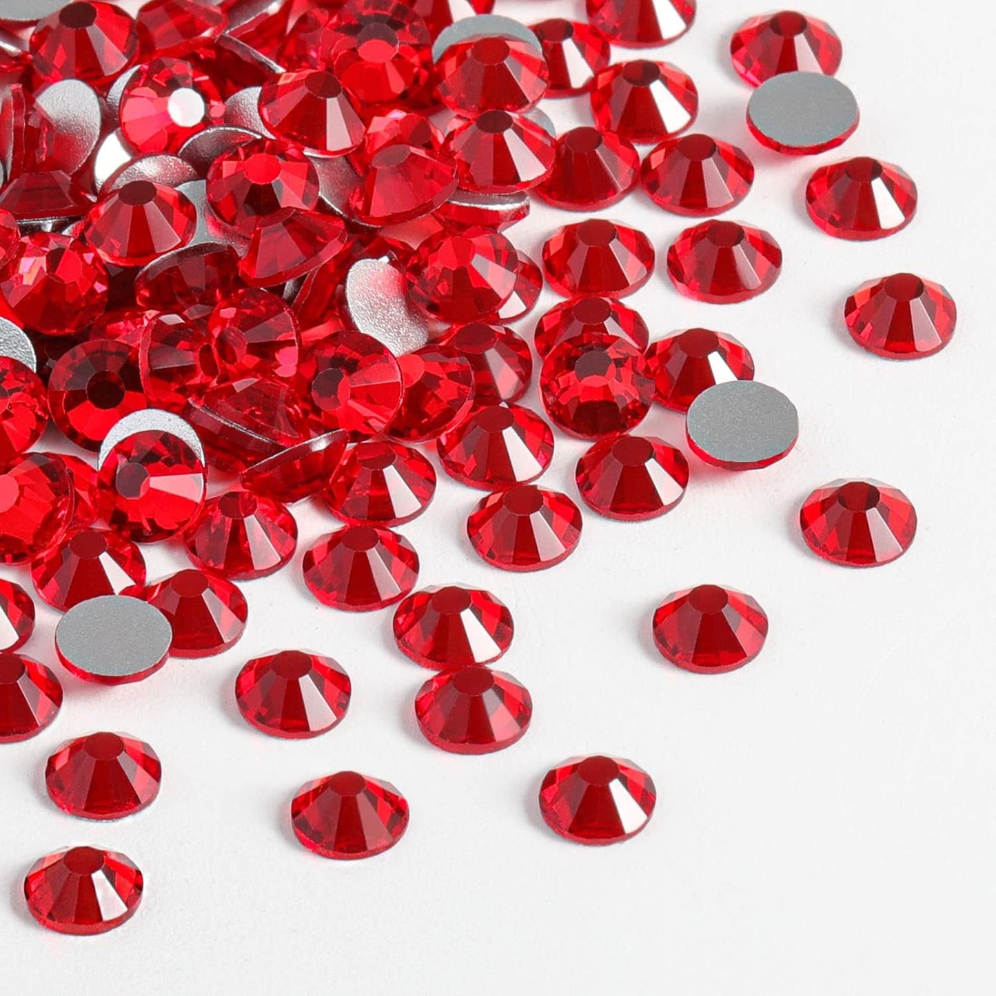beadsland Flat Back Crystal Rhinestones Round Gems, Light Siam (1.3-1.4mm) SS3/1440pcs