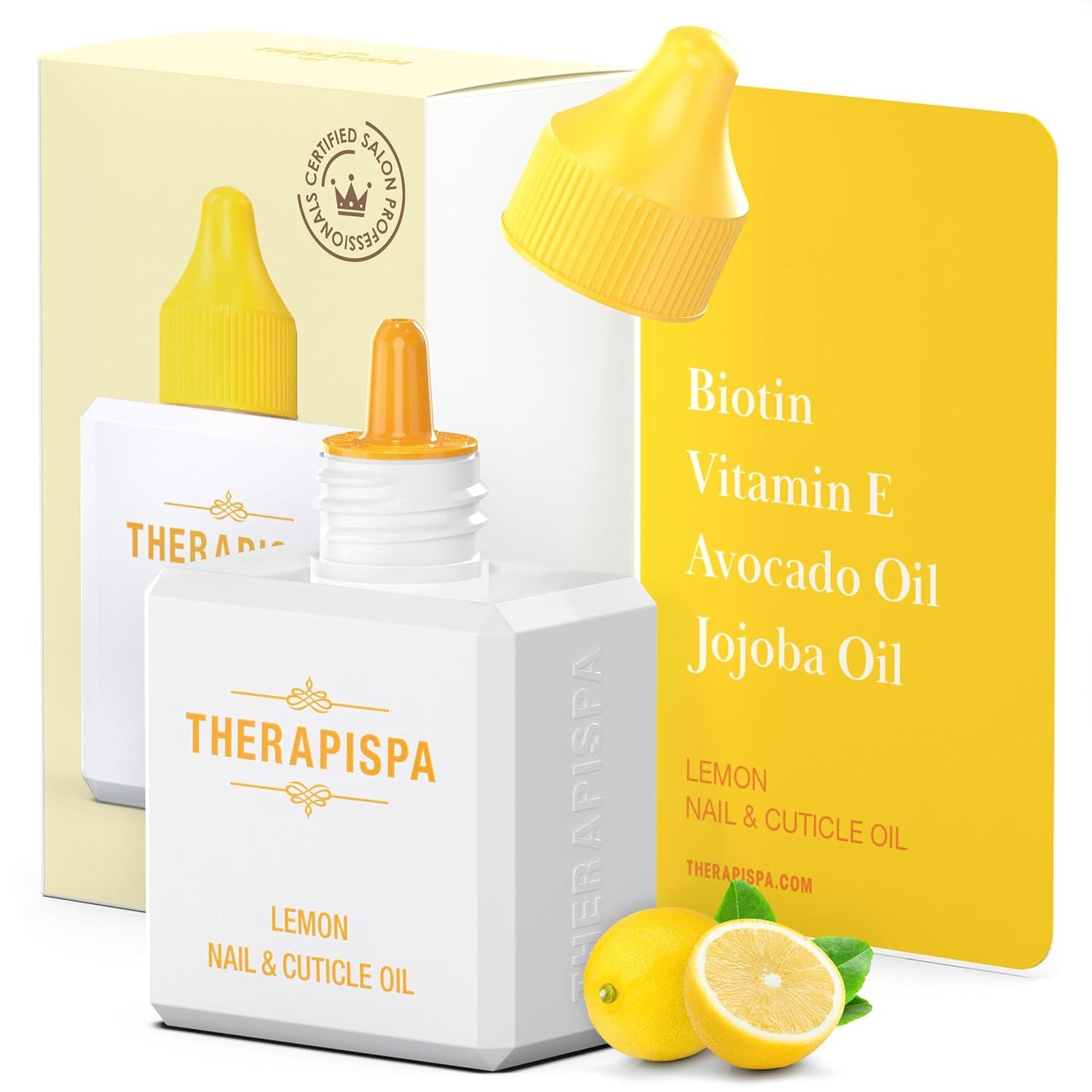 Nail & Cuticle Oil with Avocado, Jojoba, Biotin & Vitamin E – Nail Growth Oil for Strengthening, Hydrating & Reviving Peeling Nails (Lemon, 2.0 fl oz)