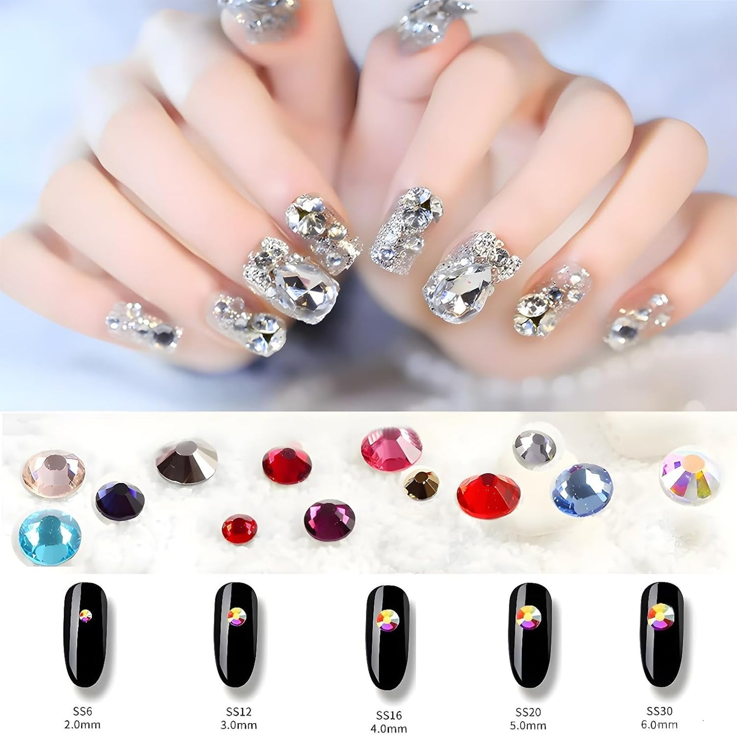 Flatback Rhinestones Round Gems for Nails Art and Crafts 620Pcs SS30 6mm Glitter Crystals Stone DIY Bags Clothes Shoes (Dark Rose Red)