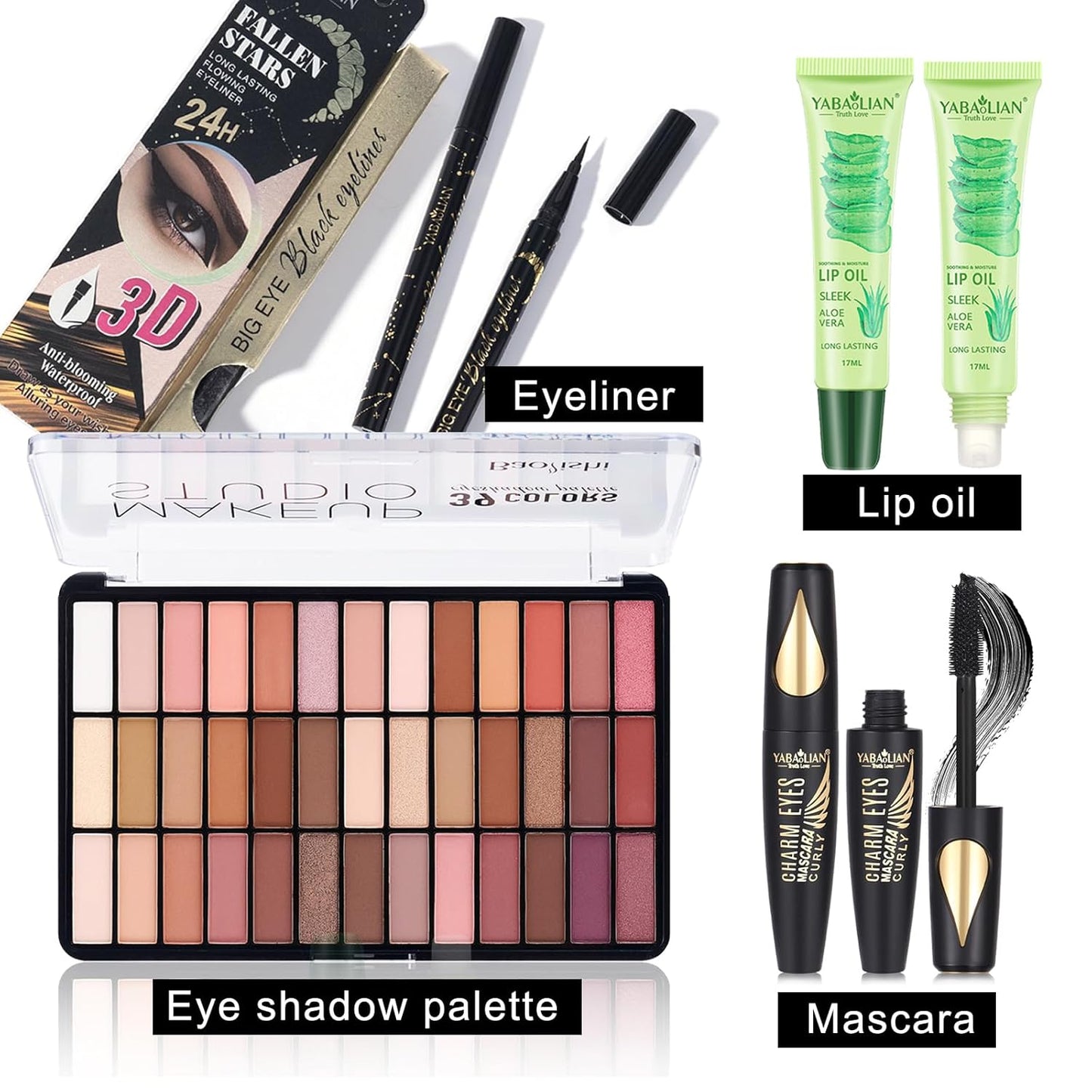 All in One Professional Makeup Kit for Women Girls Holiday Makeup Gift Sets Xmas Essential Bundle Include Eyeshadow Palette Lipstick Blush Concealer Eyeliner Mascara Brush Eyebrow Pencil