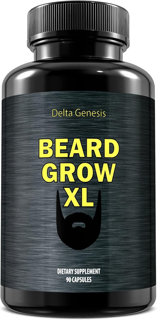 Beard Grow XL - Vegan Hair Growth Supplement for a Faster, Thicker, Fuller Beard - Enhances Your Grooming Kit