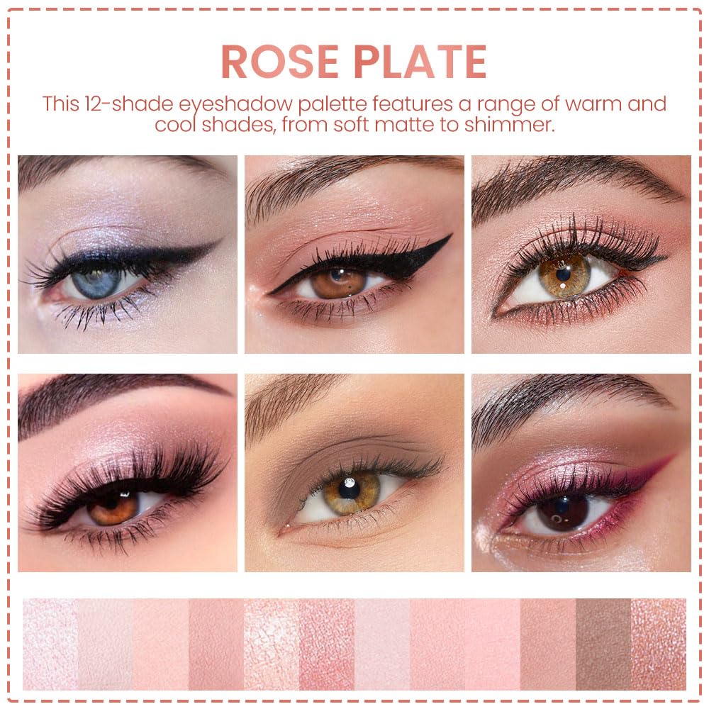 AMY'S DIARY 12Color Light Pink Purple Eyeshadow Palette, Long-Lasting, and Highly Pigmented. Elevate Your Eye Makeup– Unleash Your Unique Style (07#)