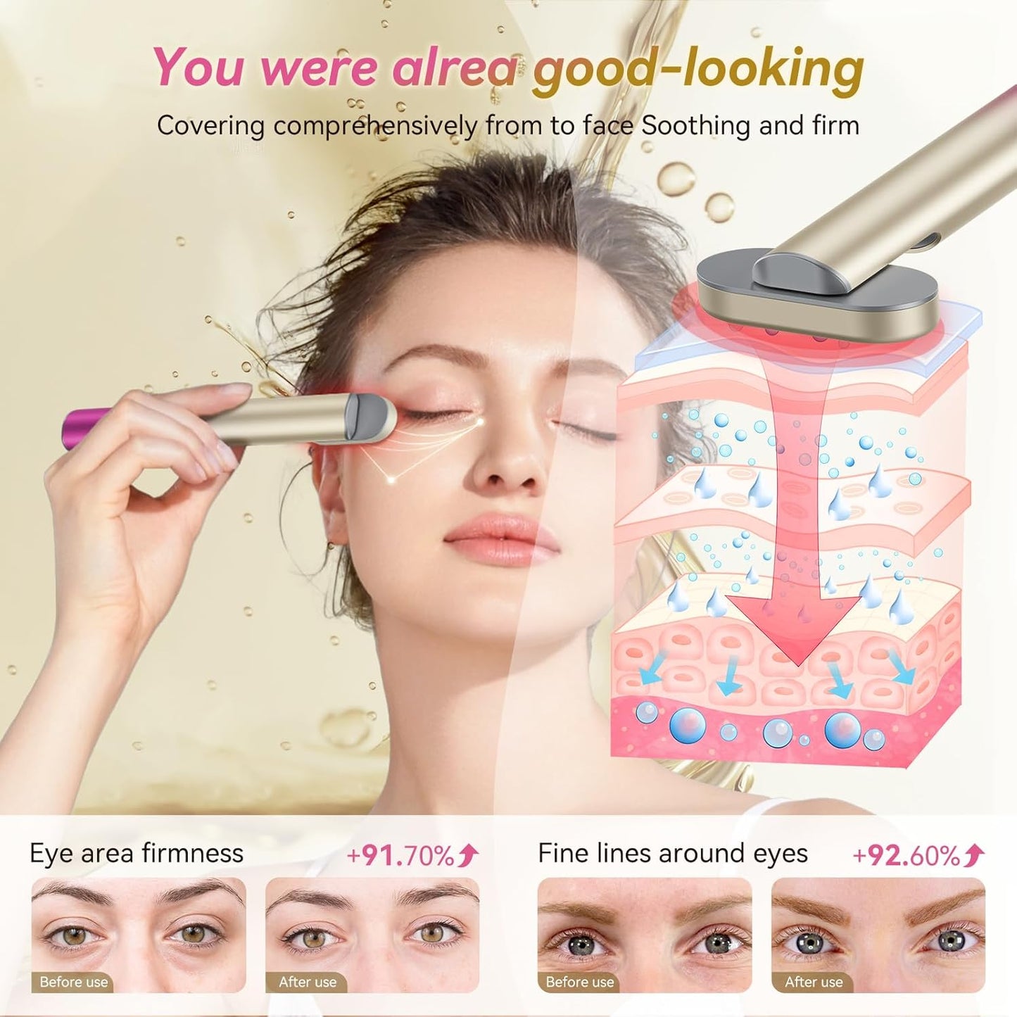 7 in 1 Red-Light-Therapy，Red Light Therapy for Face Eye Skincare Equipment at Home，Red for Skincare & Blue Rejuvenation Tool (Rose Purple)