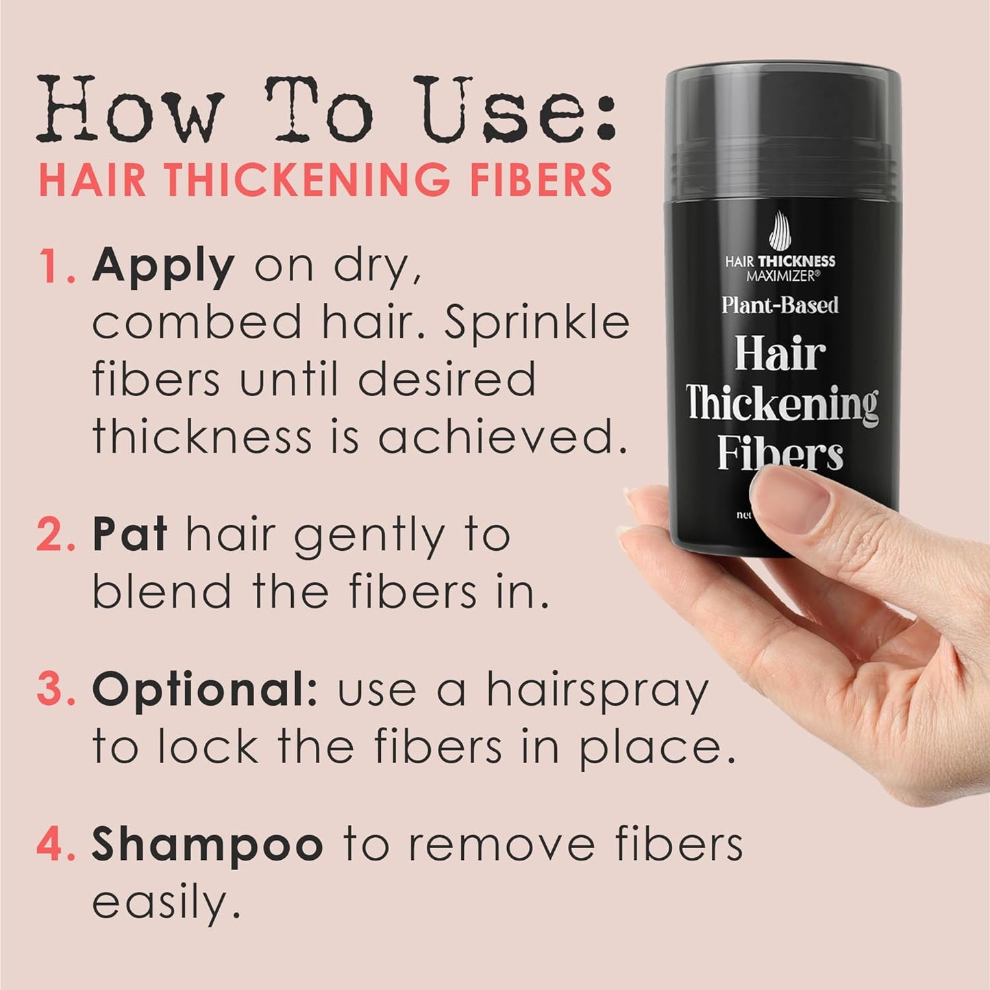 Plant-Based Powder for Thinning Hair - Cover Bald Spots & Thinning Hairline. Instant Hair Filler, Building Fibers for Women & Men. Non-Itchy, Easy Wash Off. (Light Brown)