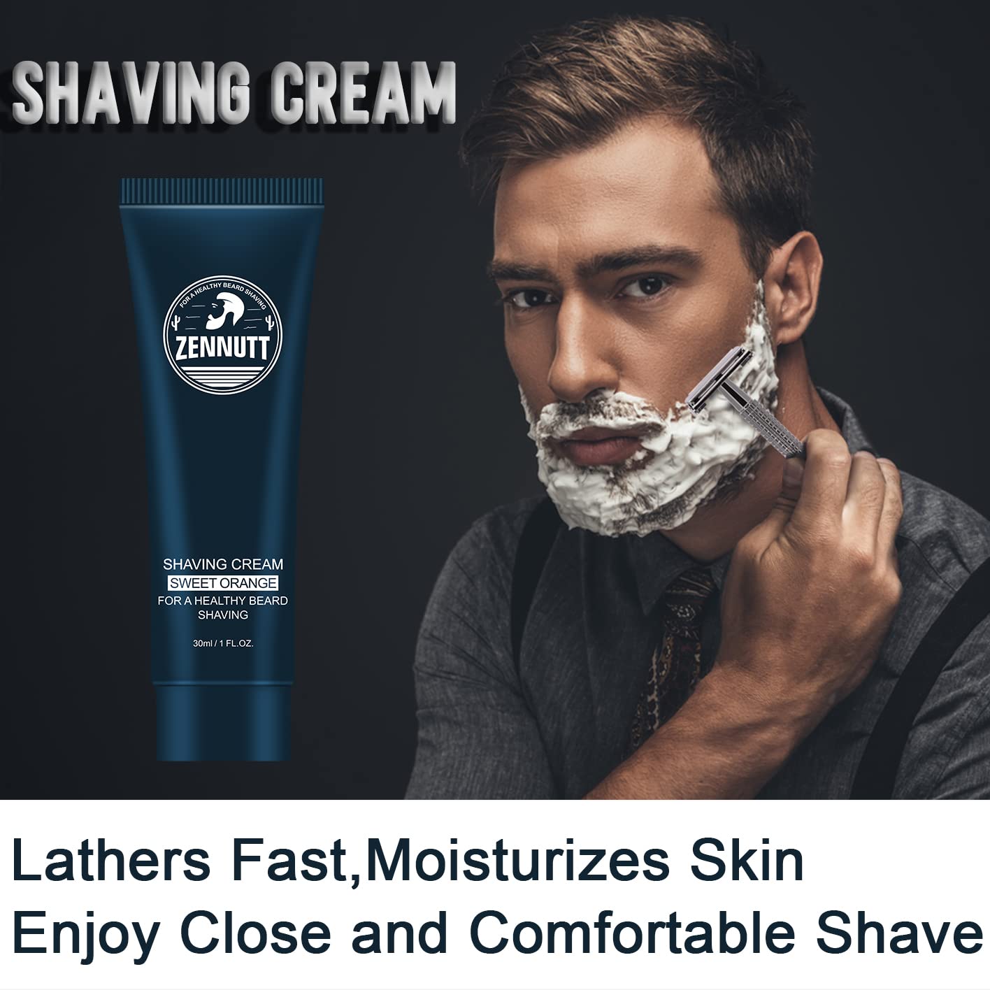 4 Packs Shaving Soap w/Shaving Bowl,Shaving Brush,Shaving Cream,Unqiue Gift Set Mens Shaving Kit for Christmas Stocking Stuffers for Him Boyfriend Dad Adult Husband Birthday Valentines Day